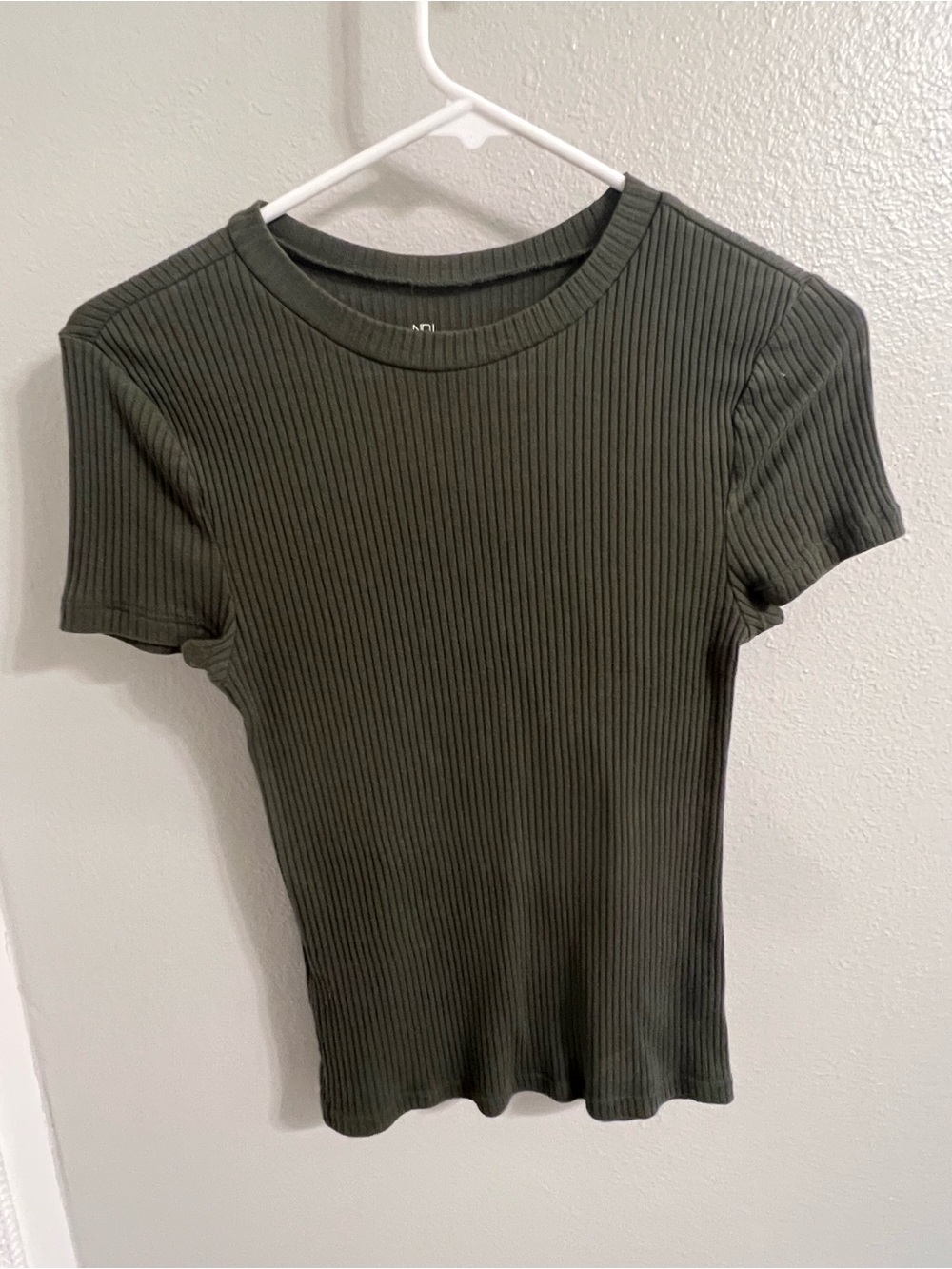 No Boundaries Olive Ribbed Short Sleeve Tee